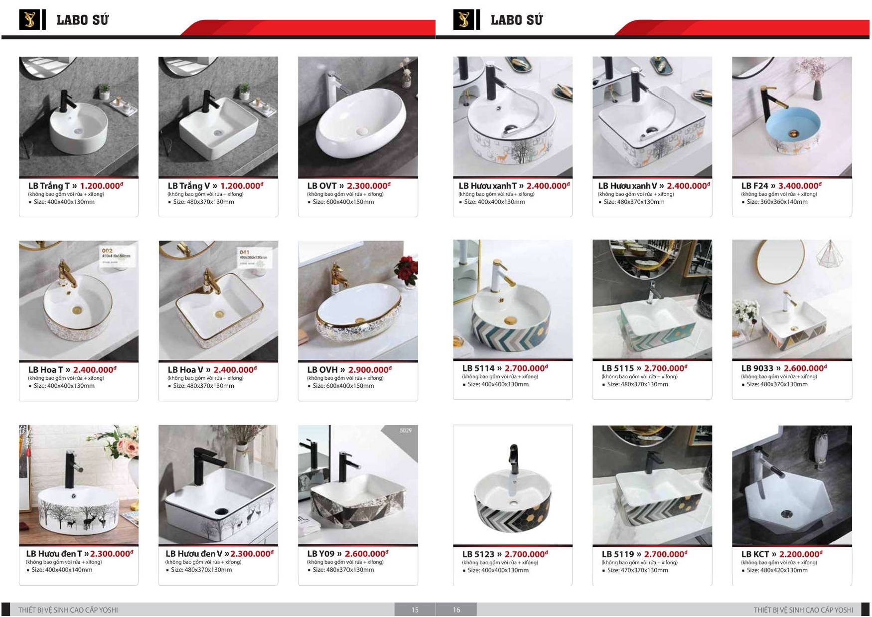 Thiết bị vệ sinh YOSHI Catalogue và Bảng giá mới nhất 2024 /Page 9